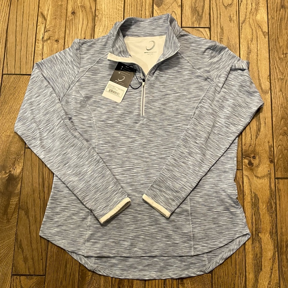 Zero Restriction Women's L Shae Zip Mock Long Sleeve Cloud Golf Pullover NWT